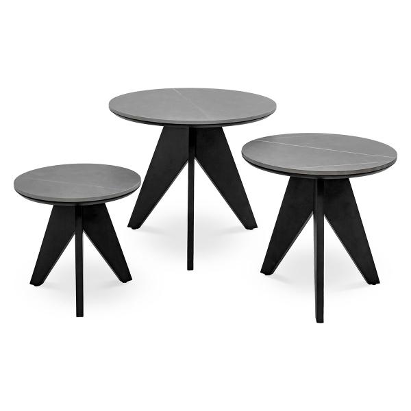 SET MESAS NIDO GRIS/NEGRO ELIX