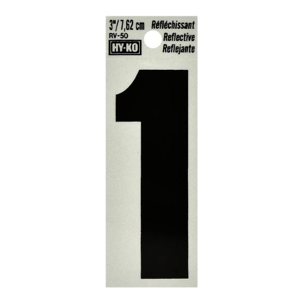 NÚMERO 1 DE VINILO REFLEJANTE 7.62 CM