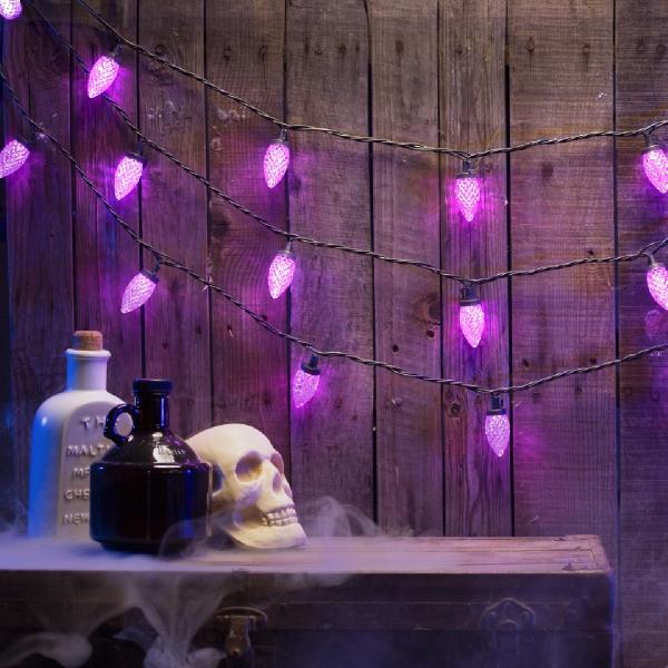 SERIE DE 25 LUCES LED HALLOWEEN C9 MORADO 5.19 M