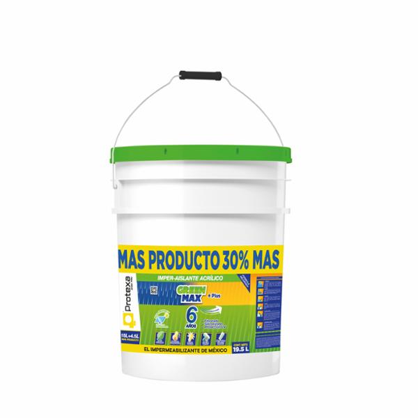 IMPERMEABILIZANTE ACRILICO GREEN MAX +PLUS 6 AÑOS FOTOSENSIBLE BLANCO 19.5 L