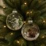 COLGANTE NAVIDEÑO DECORATIVO 1 PIEZA 15 CM TRANSPARENTE CON FOLLAJE 2 DISEÑOS DIFERENTES