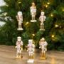 COLGANTE NAVIDEÑO CASCANUECES 6 PIEZAS 12.5 CM BLANCO Y DORADO BRILLANTE