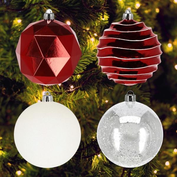 COLGANTE NAVIDEÑO DECORATIVO 1 PIEZA 15 CM ROJO Y BLANCO BRILLANTE 4 DISEÑOS DIFERENTES