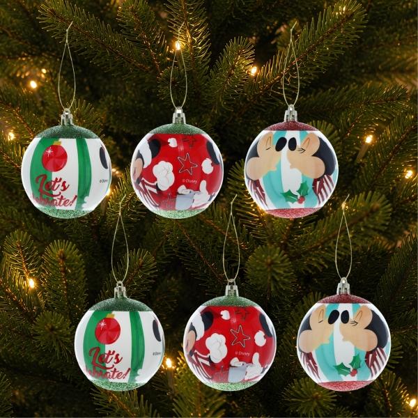 COLGANTE NAVIDEÑO DECORATIVO MICKEY Y MINNIE 6 PIEZAS 7.8 CM MULTICOLOR SEMIBRILLANTE