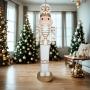 FIGURA NAVIDEÑA CASCANUECES CON LUZ LED BLANCO Y DORADO 191 CM