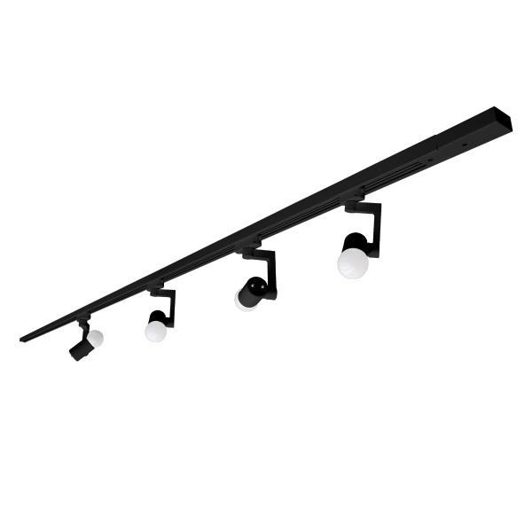 ILUMINACIÓN DE RIEL LED 2 MTS CABEZALES GIRATORIOS LUZ FRÍA NEGRO