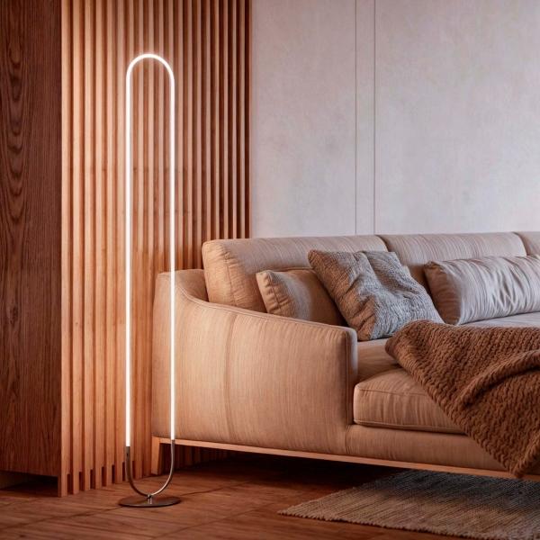 LÁMPARA DE PIE LED, PARA SALA DE ESTAR, DORMITORIO, OFICINA, LUZ CÁLIDA, 24 W