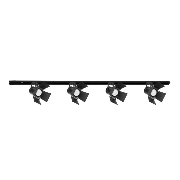 KIT DE ILUMINACIÓN EN RIEL, 2 MTS, LAMPARAS CON CONTADORES, COLOR NEGRO, LUZ CALIDA 3000K