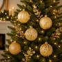 ESFERAS NAVIDEÑAS DECORATIVAS 30 PIEZAS 8 CM DORADO BRILLANTE DIFERENTES DISEÑOS