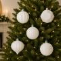 ESFERAS NAVIDEÑAS DECORATIVAS 30 PIEZAS 8 CM BLANCO BRILLANTE DIFERENTES DISEÑOS