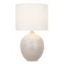 LÁMPARA DE MESA FINCH DE 55.9 CM EN BLANCO ENVEJECIDO ACANALADO CON PANTALLA DE LINO BLANCO