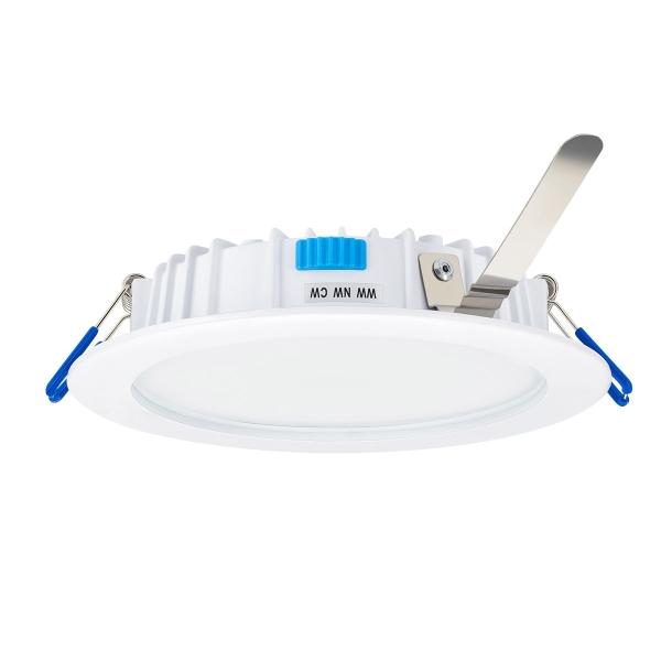 LÁMPARA DE TECHO EMPOTRABLE LED DIMEABLE CCT REDONDA 5" 12 W BLANCA 4 PIEZAS