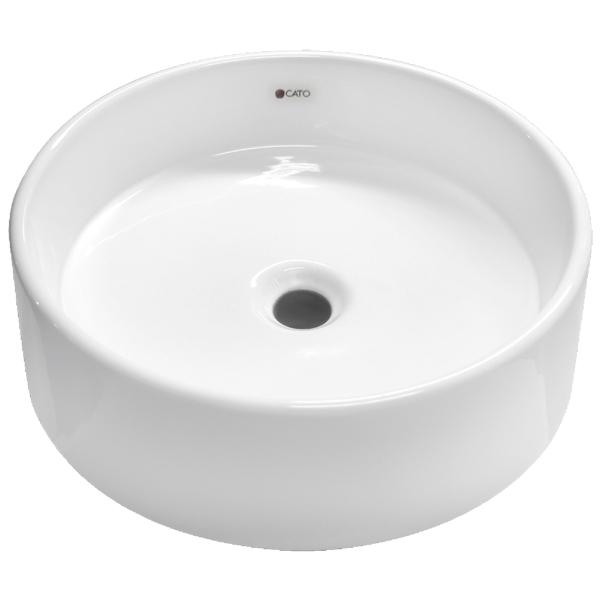 LAVABO PARA BAÑO DE SOBREPONER BLANCO REDONDO 40.6 CM DISEÑO MINIMALISTA