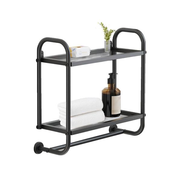 REPISA PARA BAÑO CON CRISTAL 2 NIVELES NEGRO