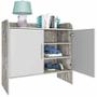CÓMODA MULTIUSOS DE FOIL GRIS CLARO CON BLANCO 2 ENTREPAÑOS PARA HOGAR FUNCIONAL