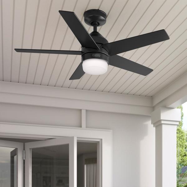 VVENTILDOR DE TECHO EVANSVILLE 44" MODERNO PARA EXTERIOR CON LED INTEGRADO NEGRO