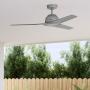 VENTILADOR DE TECHO GALLEGOS 52" MODERNO PARA EXTERIOR PLATA
