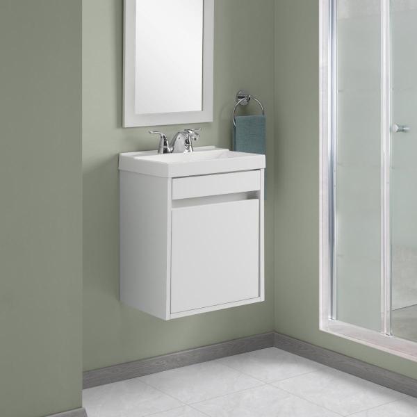 MUEBLE PARA BAÑO DE EMPOTRAR CEUTA 17" BLANCO EN TERMOFORMADO CON LAVABO BLANCO