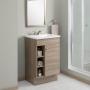 MUEBLE PARA BAÑO A PISO CELLAN 18" OLMO CLARO EN MELAMINA CON LAVABO COLOR BLANCO