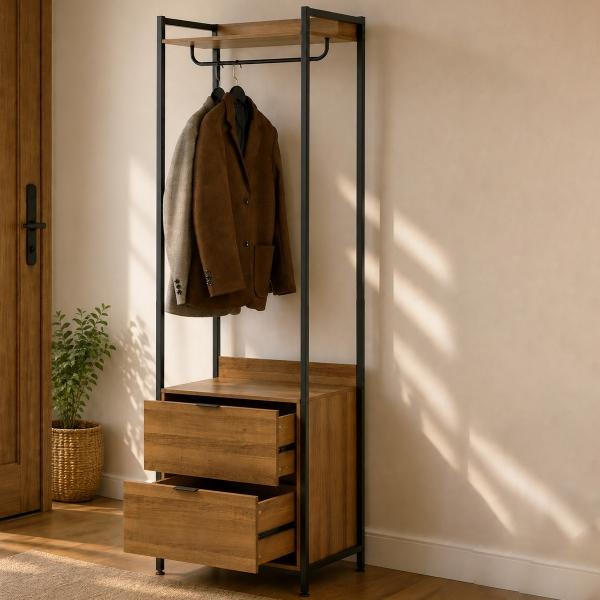 CLÓSET METAL Y AGLOMERADO TIPO RACK 200 X 60 X 48 CM CON CAJONES