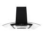 CAMPANA DE COCINA DE ISLA 90 CM NEGRO CON CRISTAL CURVO Y LUZ LED