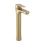 LLAVE PARA LAVABO MONOMANDO DORADO PARA OVALÍN CUELLO ALTO