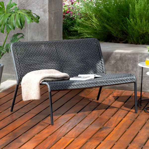 BANCA DE JARDÍN WICKER MIMBRE GRIS