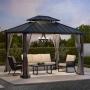 GAZEBO RECTANGULAR WINFIELD 365.7 X 305 CM METÁLICO NEGRO
