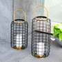 LINTERNA JARDÍN 50 CM METALICA NEGA / DORADA