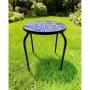 MESA LATERAL DE JARDÍN 42.5 CM METAL AZUL/BLANCO