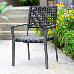 SILLA JARDÍN APILABLE MIMBRE GRIS