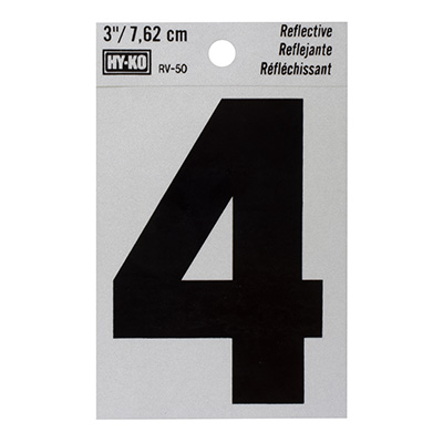 NÚMERO 4 DE VINILO REFLEJANTE 7.62 CM