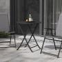MESA REDONDA PLEGABLE SLATS ACERO NEGRA