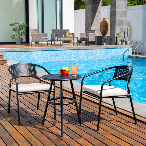 JUEGO JARDÍN BISTRO DRAYCOTT 3 PIEZAS NEGRO / BEIGE