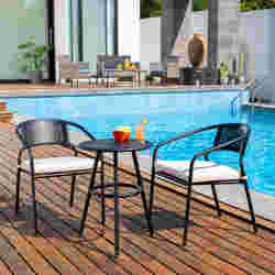JUEGO JARDÍN BISTRO DRAYCOTT 3 PIEZAS NEGRO / BEIGE