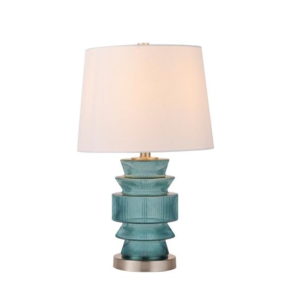 LAMPARA DE MESA DECORATIVA DE 1 LUZ AZUL/BLANCO