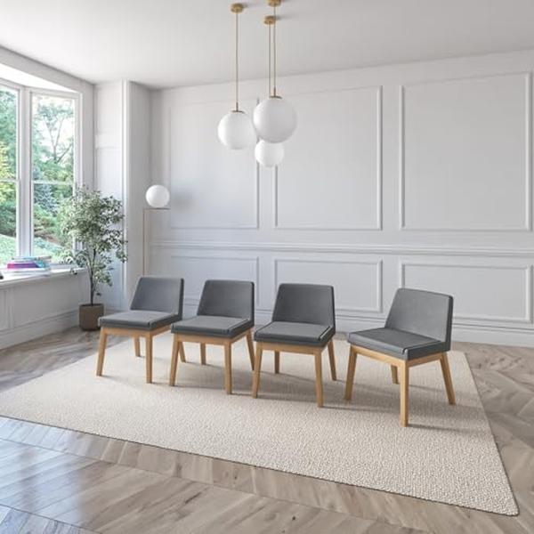 SET DE 4 SILLAS DE COMEDOR ADEL DE MADERA DE ROBLE CON TAPIZADO GRIS OSCURO