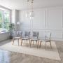 SET DE 4 SILLAS DE COMEDOR LAGO DE MADERA DE ROBLE CON TAPIZADO GRIS CLARO
