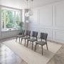 SET DE 4 SILLAS DE COMEDOR LAGO DE MADERA DE NOGAL CON TAPIZADO GRIS OSCURO