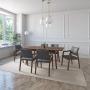 JUEGO DE COMEDOR EXTENSIBLE MAUI DE MADERA DE NOGAL CON 6 SILLAS TAPIZADAS GRIS OSCURO