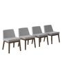 JUEGO DE COMEDOR EXTENSIBLE MILAN DE MADERA DE NOGAL CON 4 SILLAS TAPIZADAS GRIS CLARO