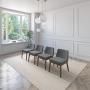 JUEGO DE COMEDOR EXTENSIBLE MILAN DE MADERA DE NOGAL CON 4 SILLAS TAPIZADAS GRIS OSCURO