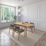 JUEGO DE COMEDOR EXTENSIBLE VERONA DE MADERA DE ROBLE CON 4 SILLAS TAPIZADAS GRIS OSCURO