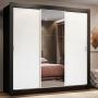 CLÓSET MDP CORREDIZA 205 X 170 X 46 CM BLANCO Y NEGRO CON ESPEJO Y 2 CAJÓNES
