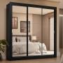 CLÓSET MDP CORREDIZA 205 X 170 X 51 CM NEGRO CON 3 ESPEJOS Y 4 CAJÓNES