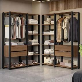 CLÓSET MDP MODULAR 180 X 358 X 45 CM NEGRO Y MARRON CON 4 CAJONES