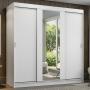 CLÓSET MDP CORREDIZO 205 X 180 X 54 CM BLANCO CON ESPEJO Y 4 CAJÓNES