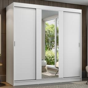 CLÓSET MDP CORREDIZO 205 X 180 X 54 CM BLANCO CON ESPEJO Y 4 CAJÓNES