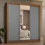 CLÓSET MDP CORREDIZA 205 X 170 X 51 CM GRIS CON ESPEJO Y 4 CAJÓNES