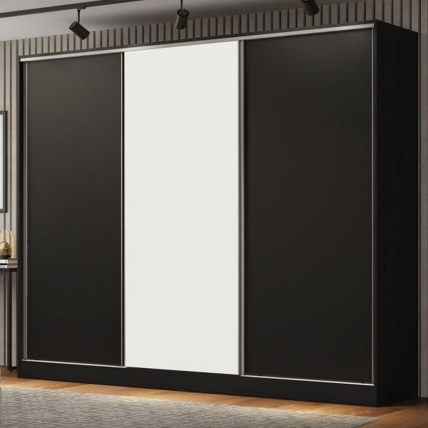 CLÓSET MDP CORREDIZO 218 X 231 X 55 CM NEGRO CON 4 CAJÓNES